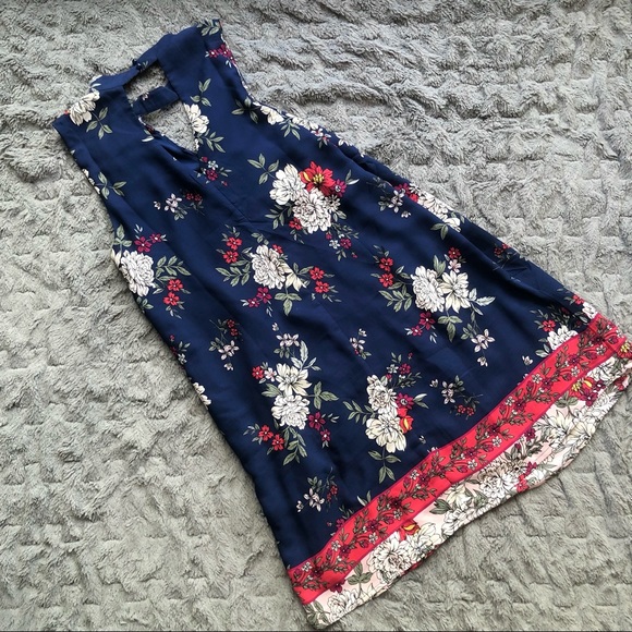 Francescas Collections Miami Navy Floral Choker Neck Cutout Dress Size M - Picture 3 of 11